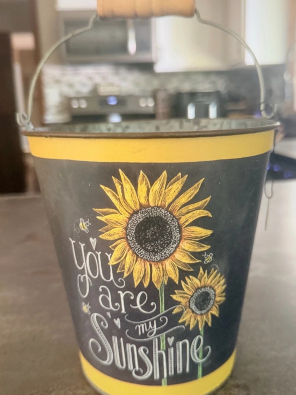 Primitives by Kathy Yellow & Black Sunflower "You Are My Sunshine" Wall Bucket